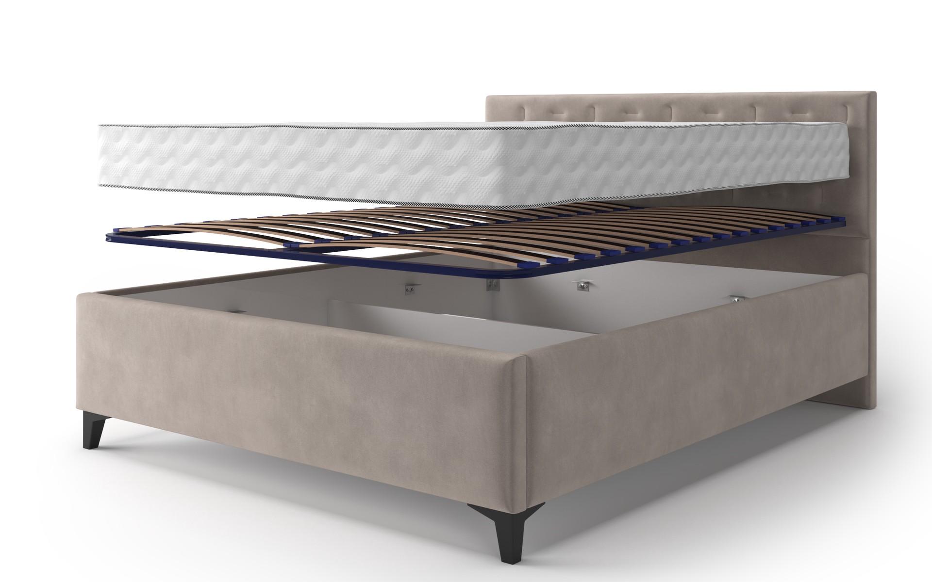 Upholstered double bed for mattress 160/200 Daliya, light beige  9